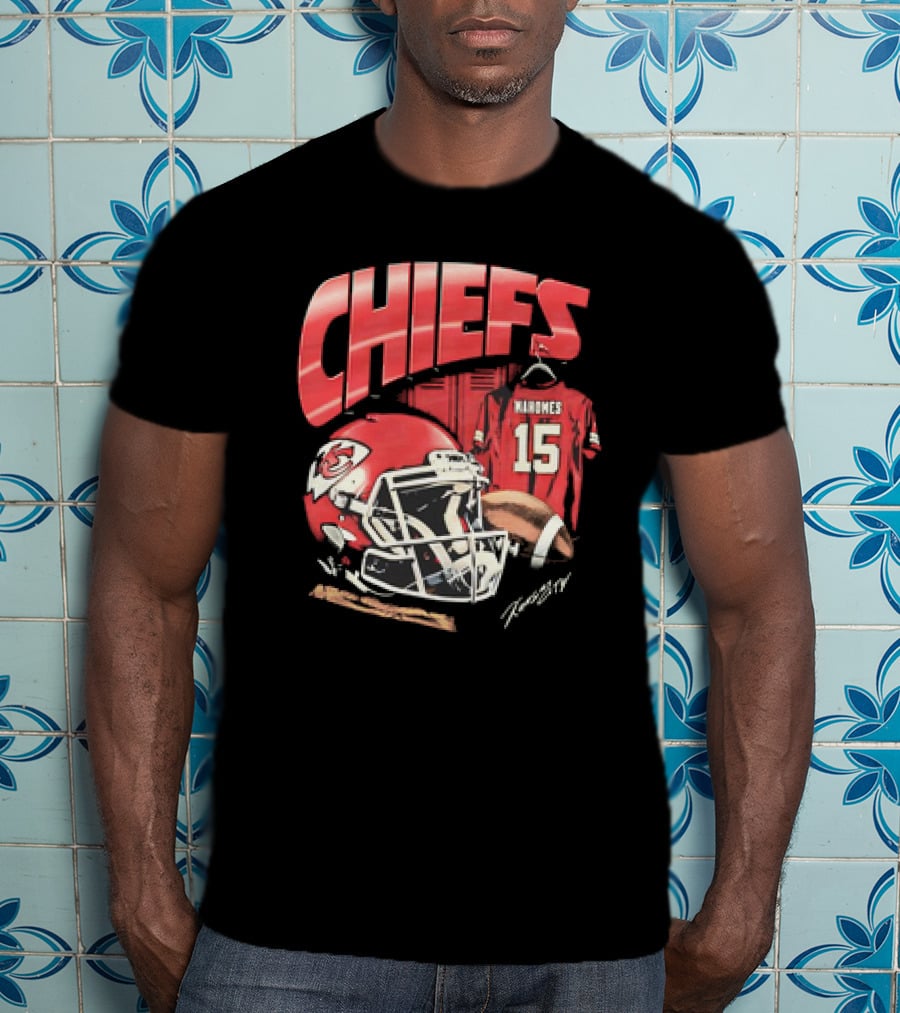 Kansas City Chiefs Patrick Mahomes 15 NFL Helmet Jersey Chiefs T-Shirt