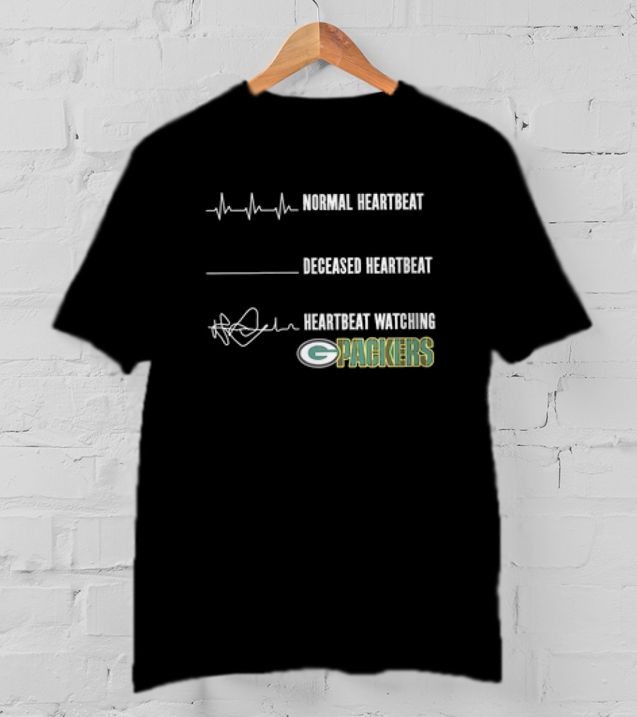 Normal Heartbeat Deceased Heartbeat Heartbeat Watching Green Bay Packers T-Shirt