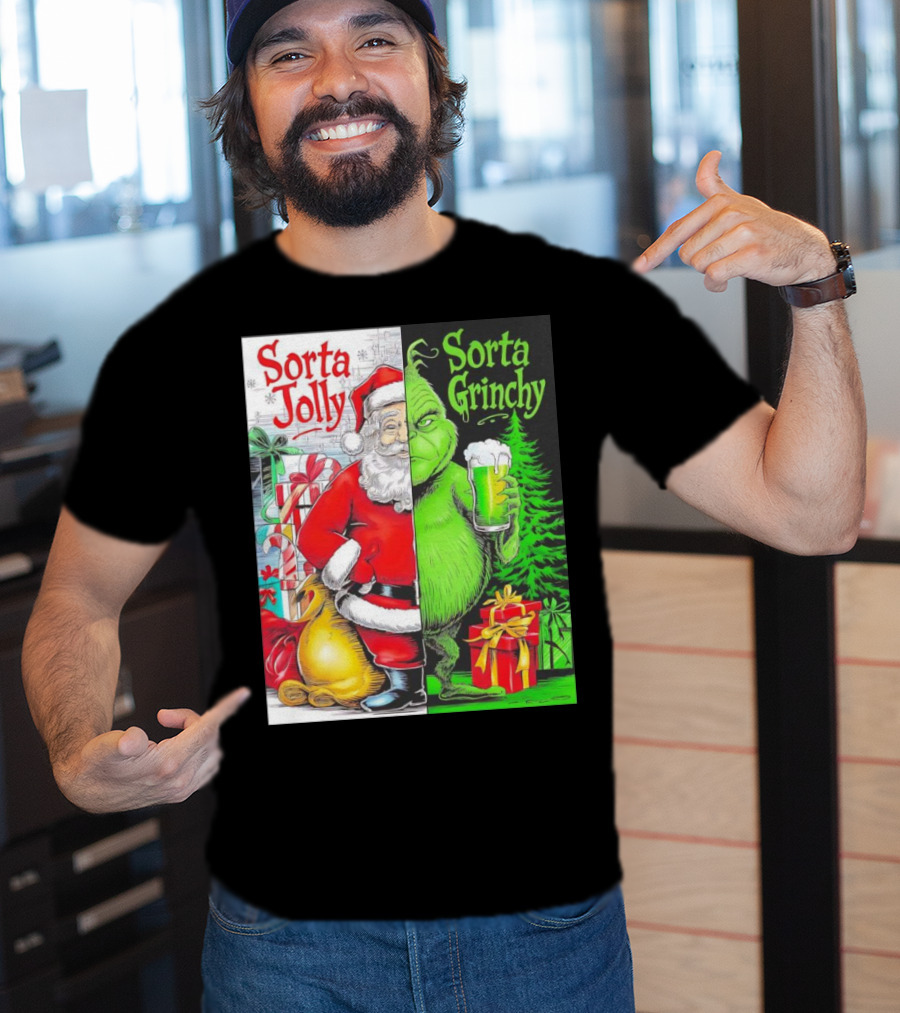 Sorta Jolly Sorta Grinchy Santa Claus Grinch Christmas Gifts T-Shirt