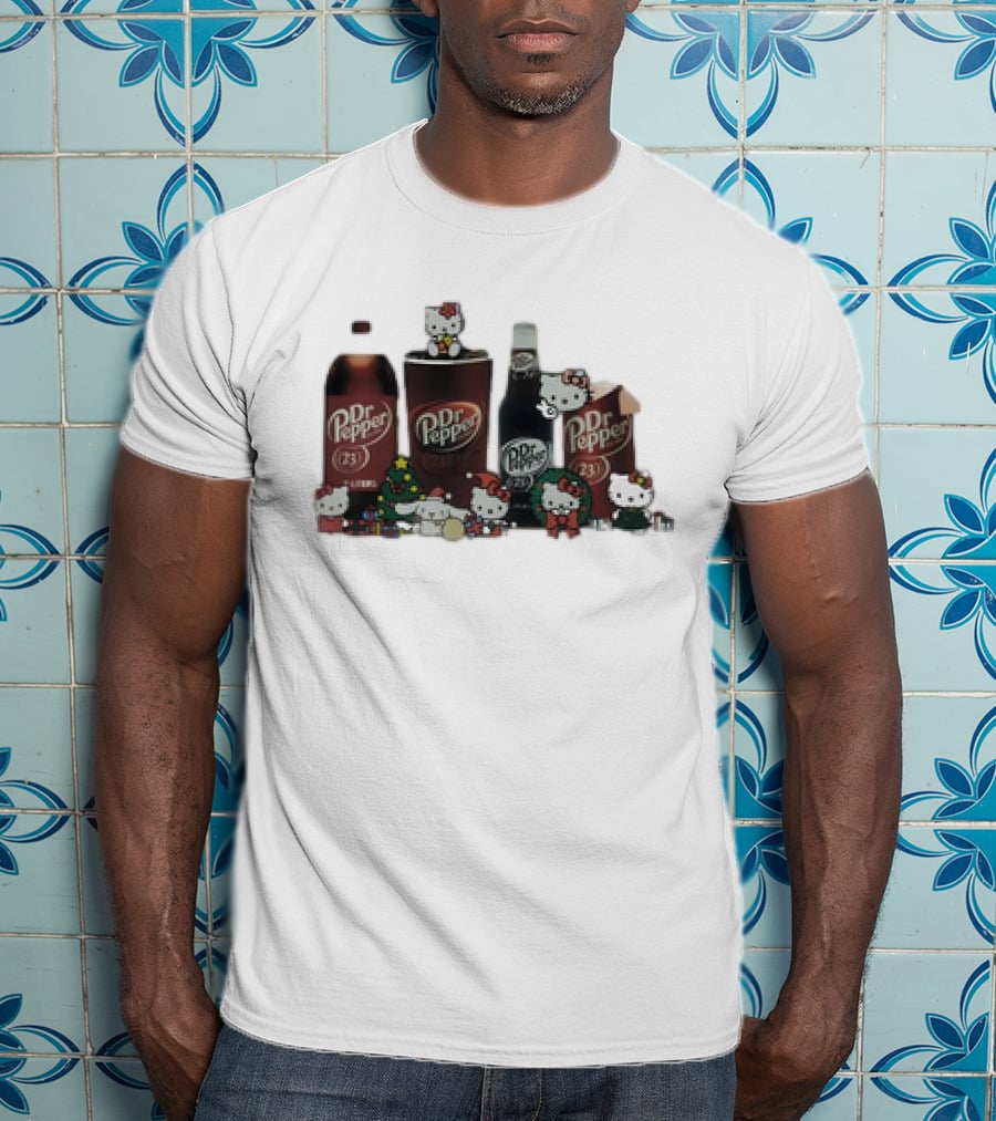 Hello Kitty Holiday With Dr Pepper Bottles And Cans T-Shirt
