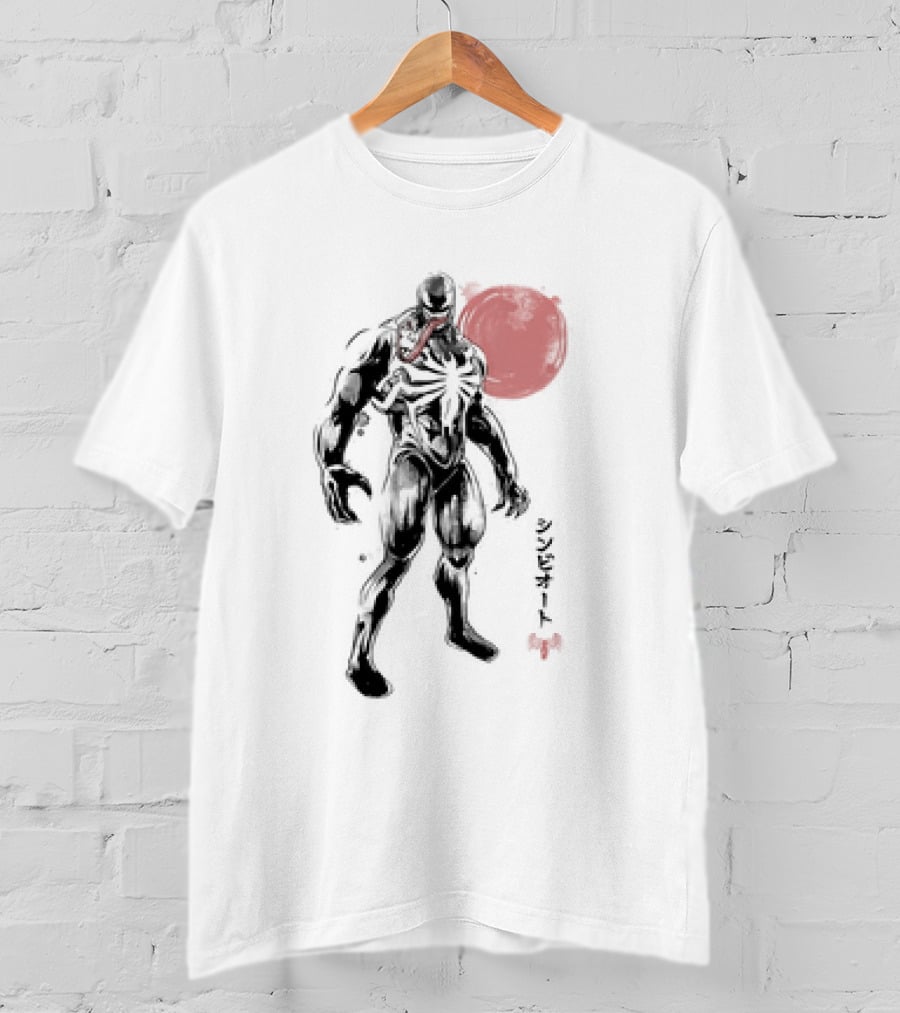 Venom Dark Symbiote Sumi-e Japanese Kanji Style Supervillain T-Shirt