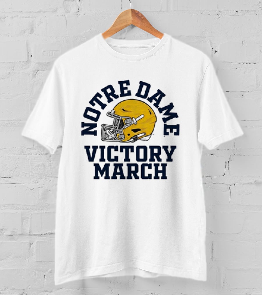 Notre Dame Victory March 2025 Fighting Irish Helmet T-Shirt