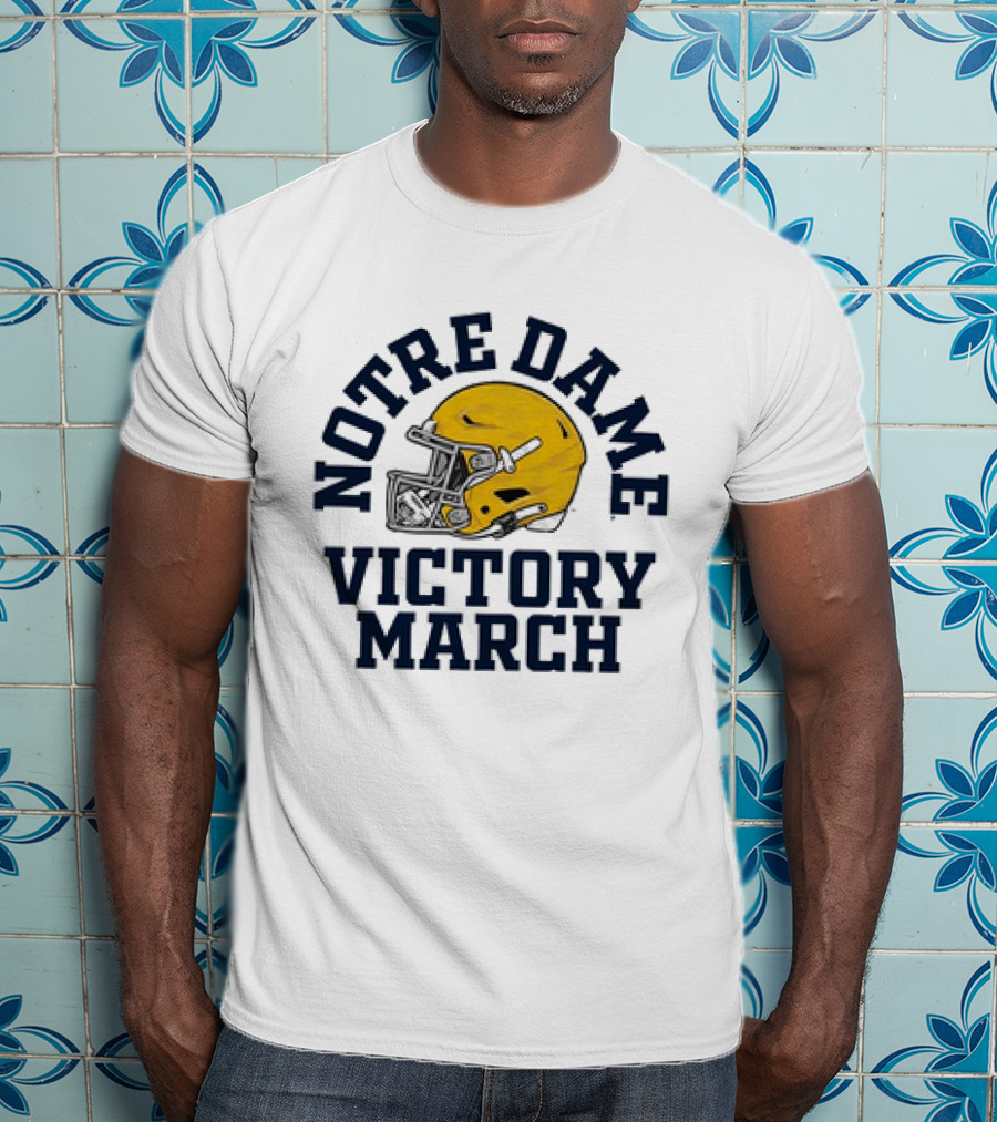 Notre Dame Victory March 2025 Fighting Irish Helmet T-Shirt