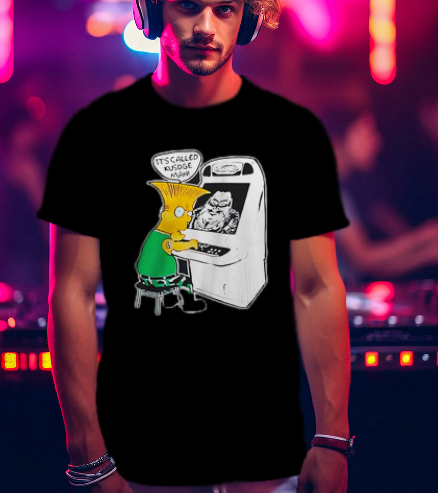 Bart Simpson It's Called Kusoge Man Playing Arcade Game T-Shirt