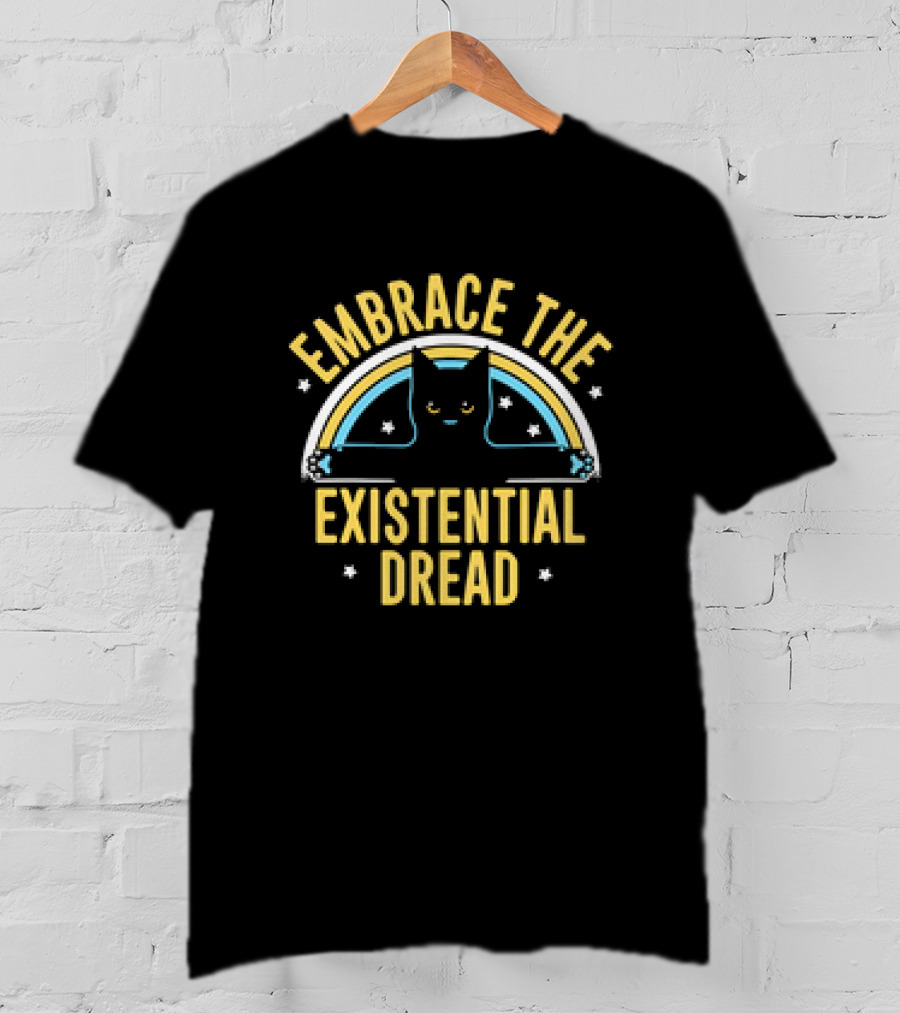 Embrace The Existential Dread Cat With Rainbow T-Shirt