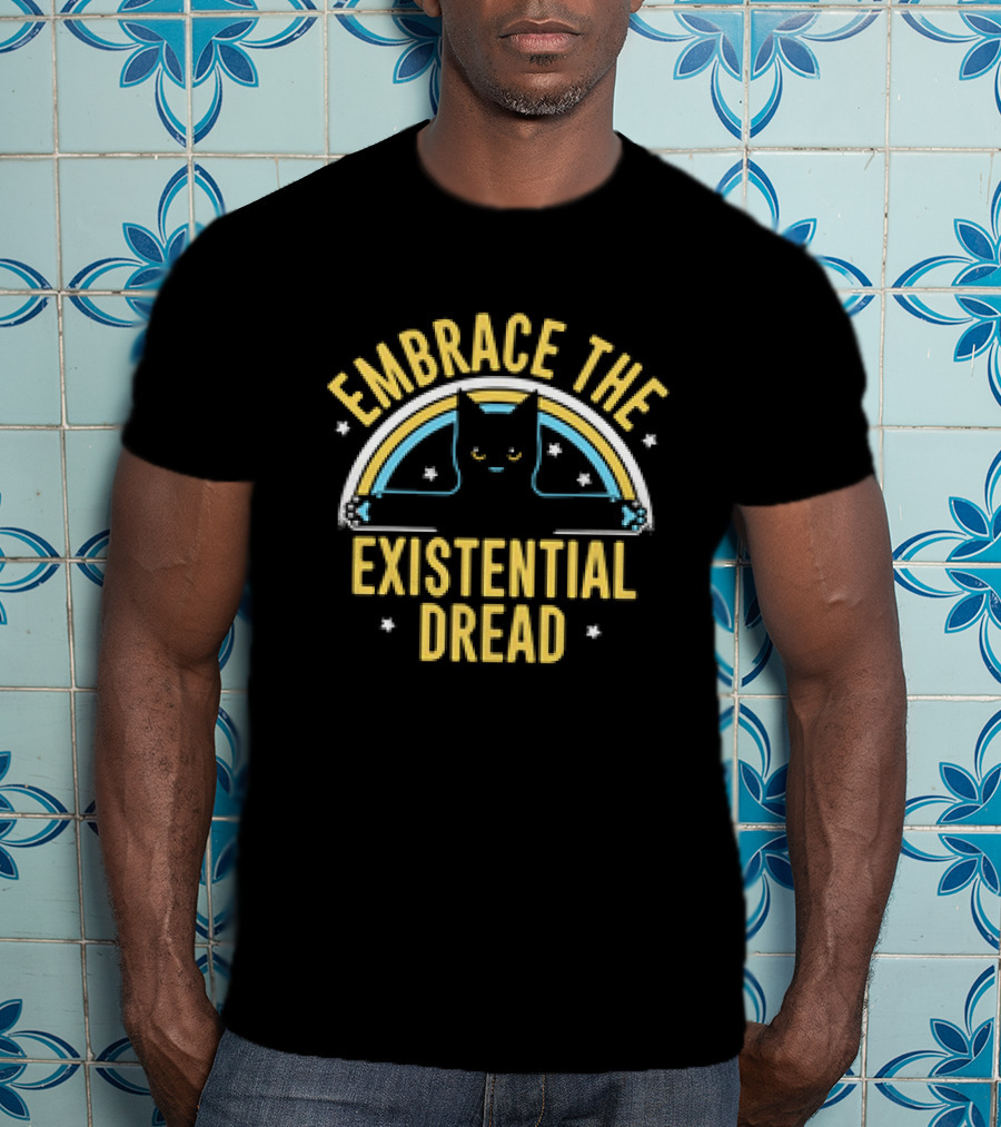 Embrace The Existential Dread Cat With Rainbow T-Shirt