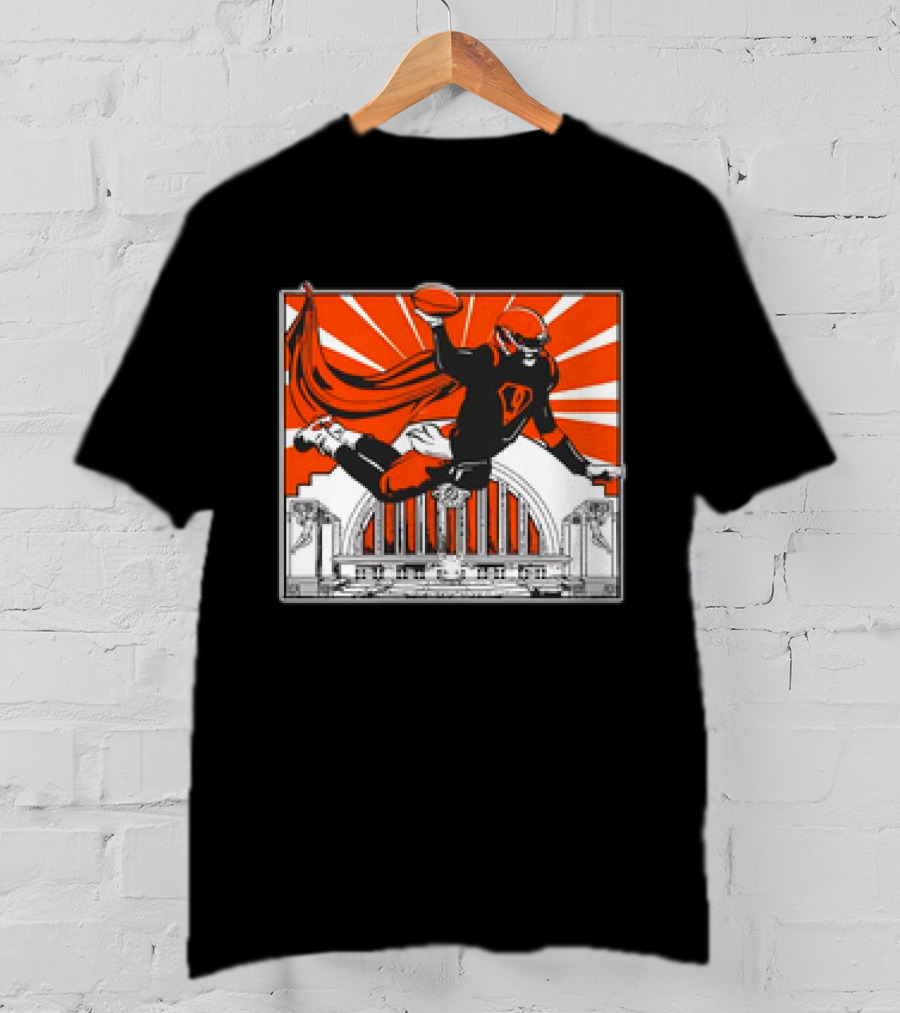 Cincinnati Bengals Superhero Joe Burrow Union Terminal Fan T-Shirt