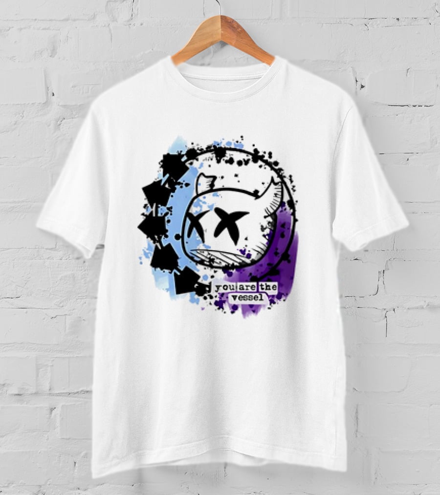 You Are The Vessel Hollow Knight Style Cute Ghost With Splattered Paint Background T-Shirt