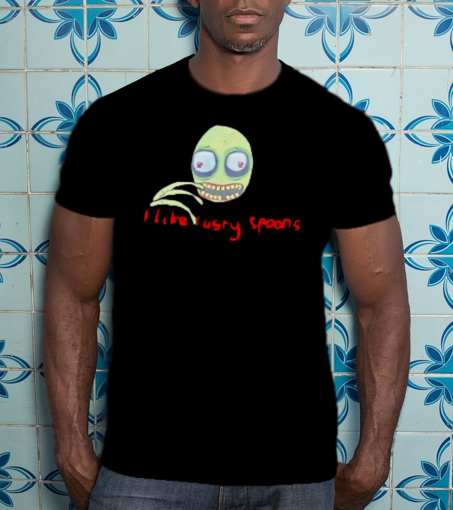 Salad Fingers I Like Rusty Spoons Green Character Face T-Shirt