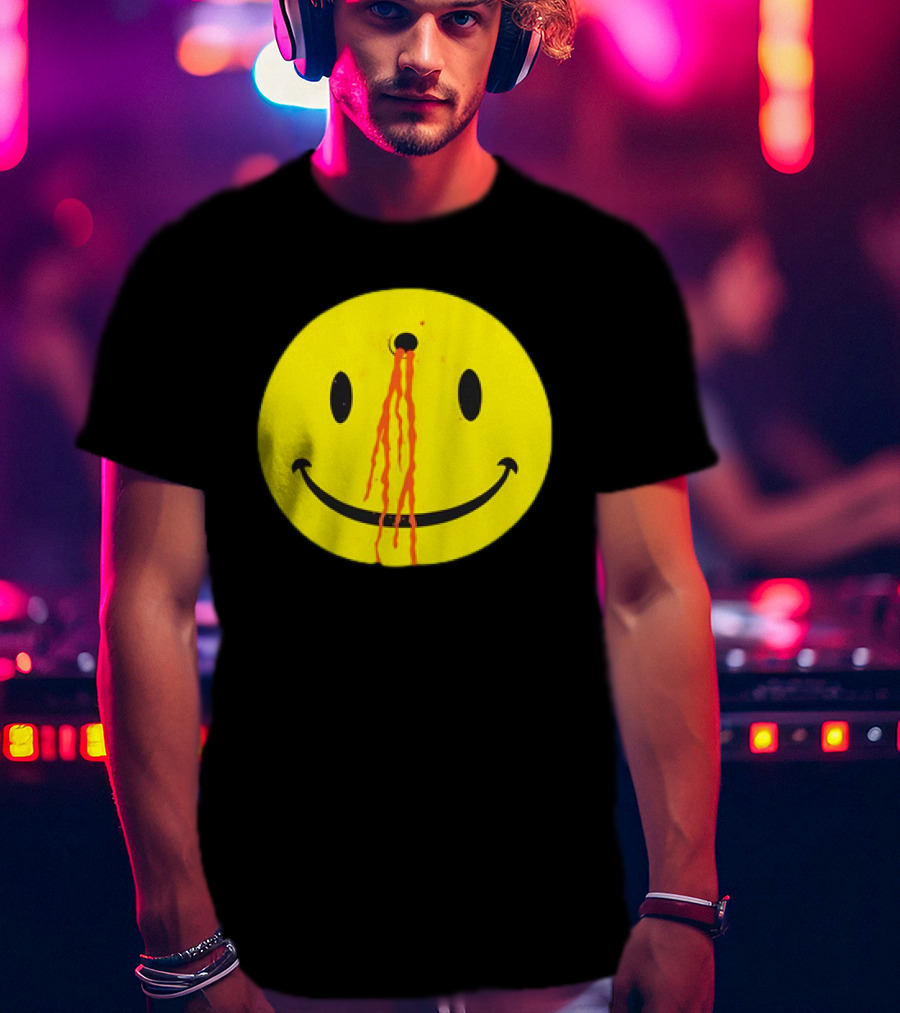 Wild Oats Shot Smiley Face Grunge T-Shirt