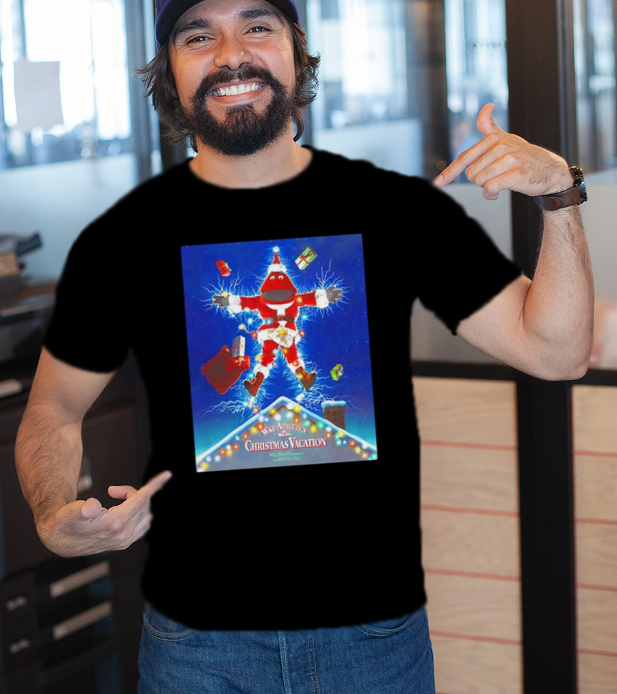 WKU Athletics Christmas Vacation Funny Santa Character On Rooftop With Presents T-Shirt