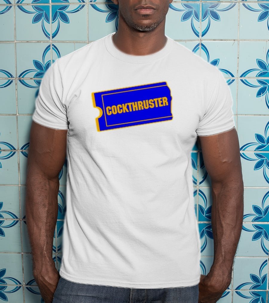 COCKTHRUSTER Blue And Yellow Ticket T-Shirt
