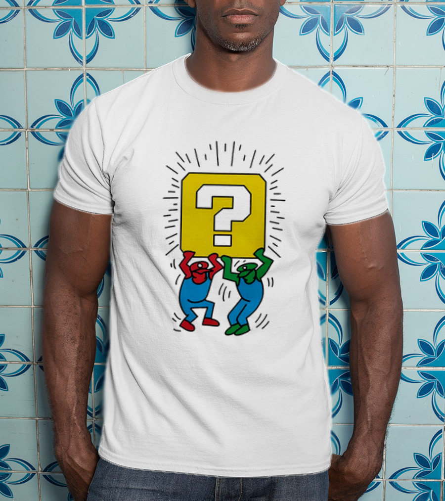 Mario And Luigi Lifting Block Keith Haring Style Pop Art Brothers T-Shirt