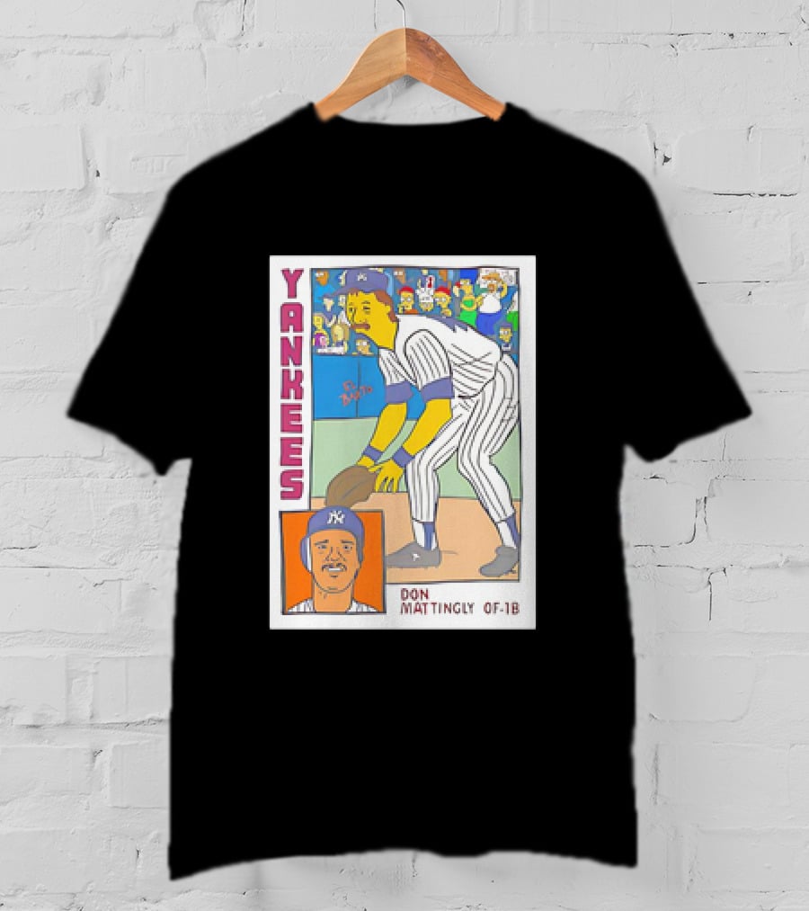 Yankees Don Mattingly OF-1B Simpsons Style Baseball Card T-Shirt