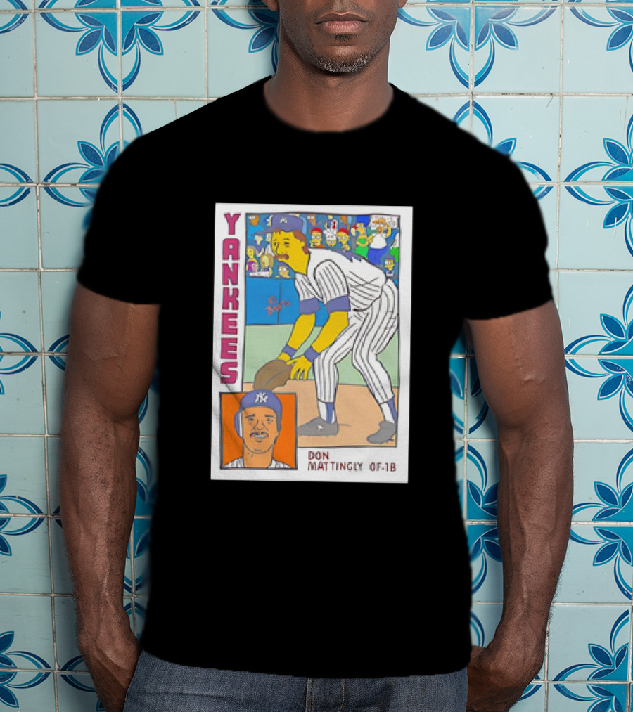 Yankees Don Mattingly OF-1B Simpsons Style Baseball Card T-Shirt