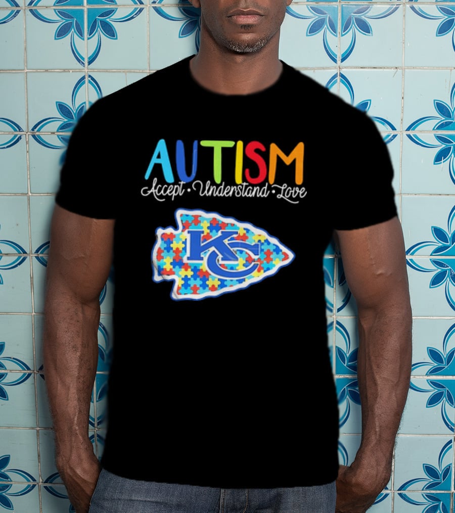Kansas City Chiefs Autism Accept Understand Love Puzzle T-Shirt