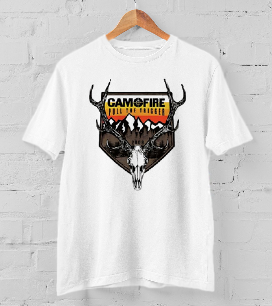 CAMOFIRE Pull The Trigger 2008 Deer Skull And Antlers Mountain T-Shirt
