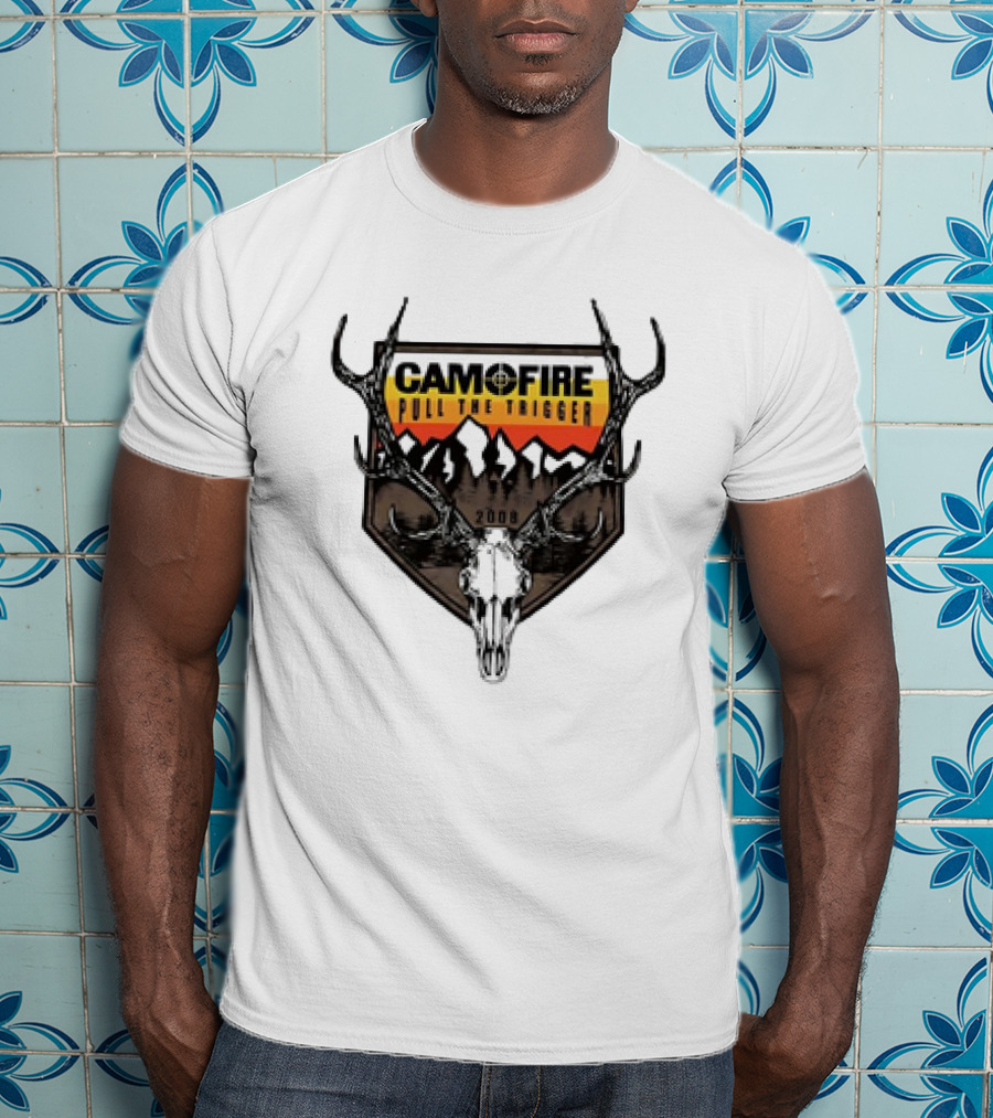 CAMOFIRE Pull The Trigger 2008 Deer Skull And Antlers Mountain T-Shirt