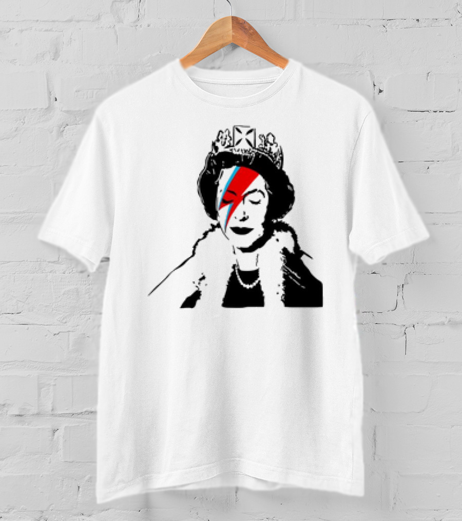Queen Elizabeth Bowie Lightning Face Paint T-Shirt