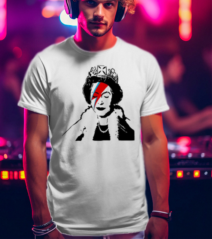 Queen Elizabeth Bowie Lightning Face Paint T-Shirt