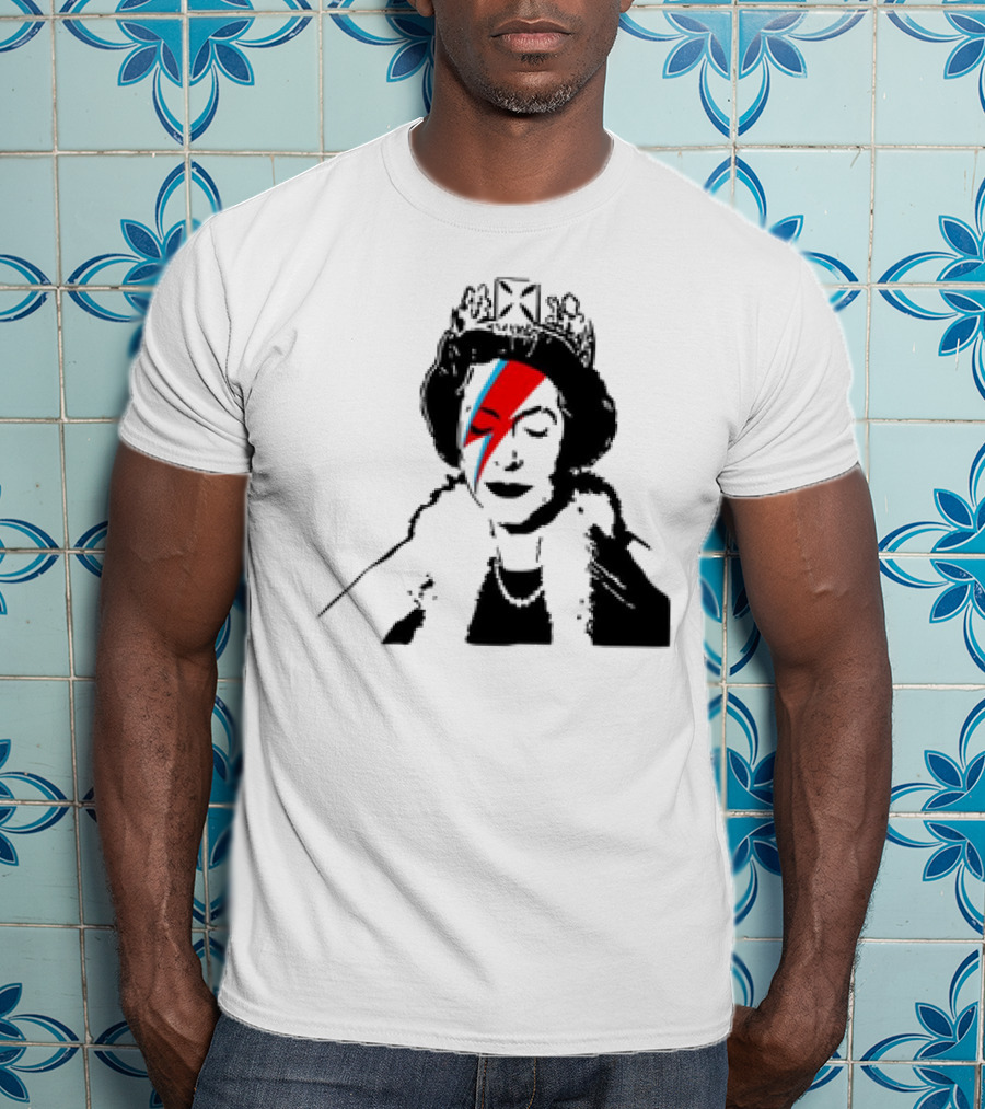 Queen Elizabeth Bowie Lightning Face Paint T-Shirt