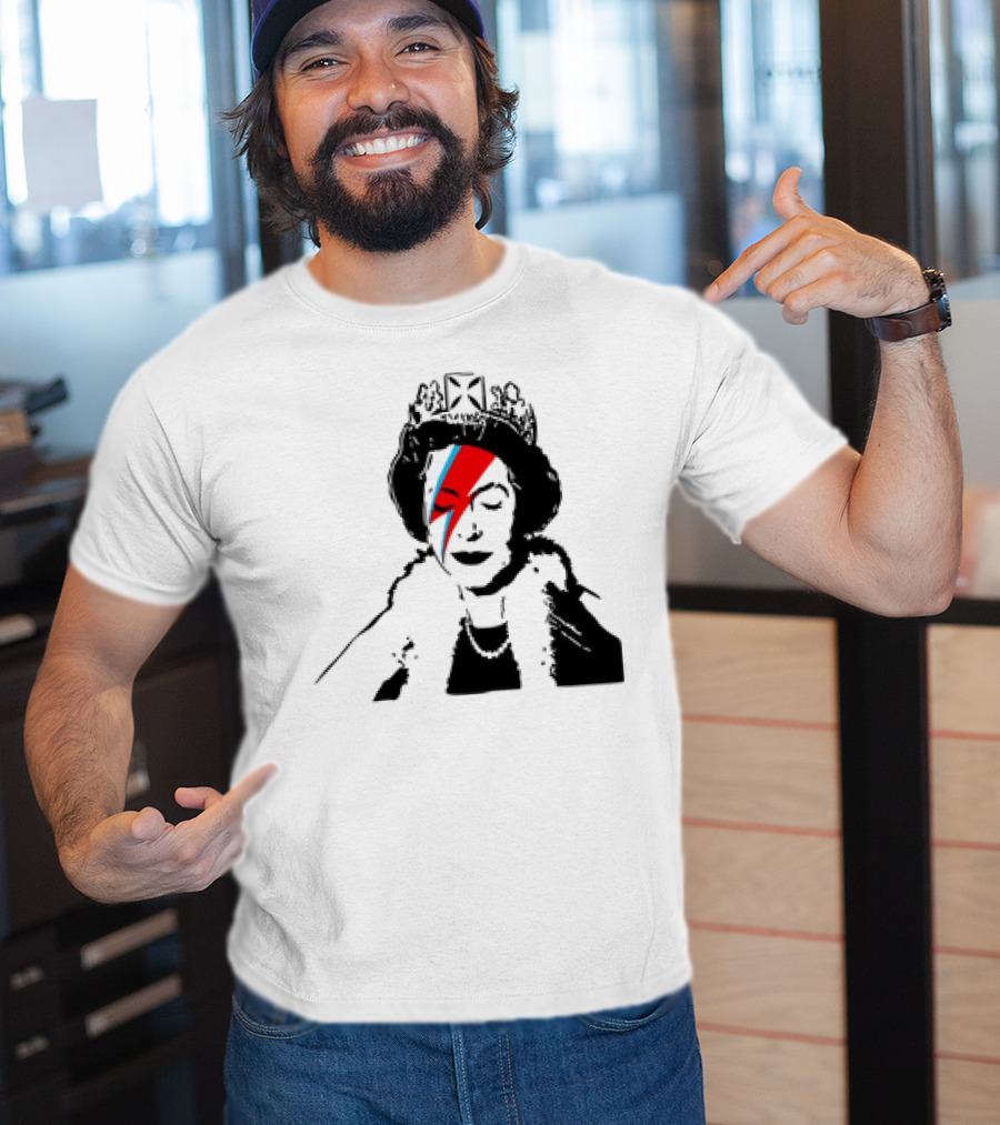 Queen Elizabeth Bowie Lightning Face Paint T-Shirt