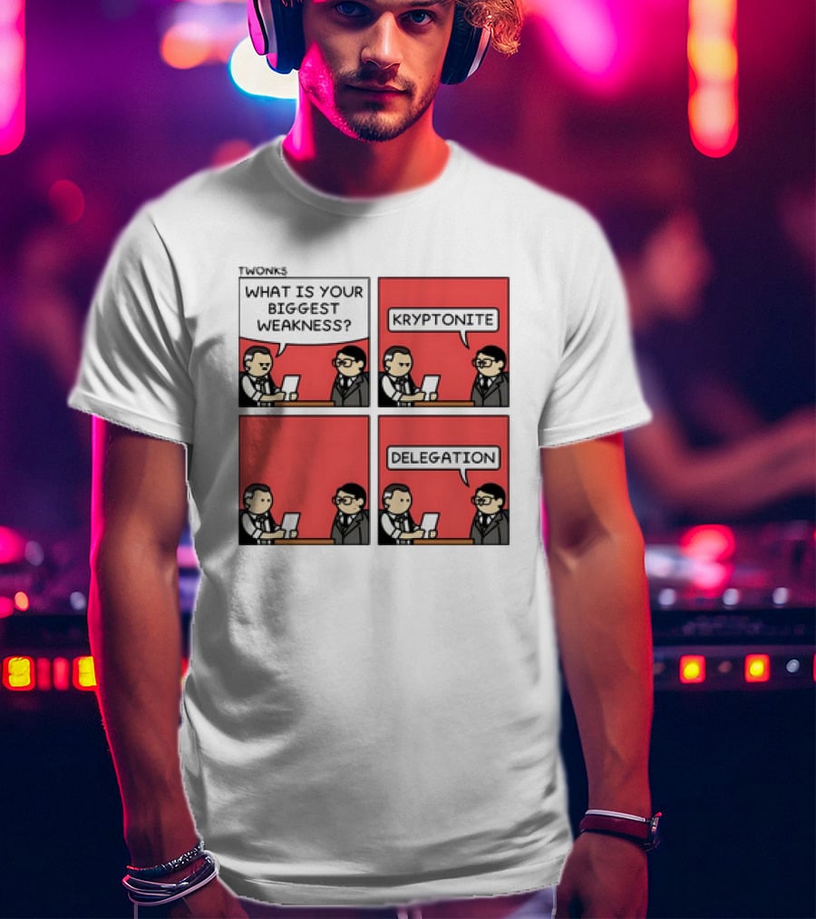 TWONKS What Is Your Biggest Weakness Kryptonite Delegation Comic Conversation T-Shirt