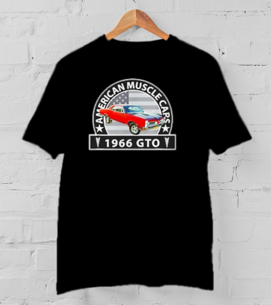 American Muscle Cars 1966 GTO US Flag T-Shirt