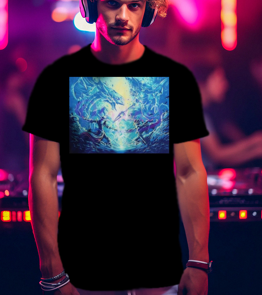Yu Gi Oh Seto Kaiba Dueling Yugi Muto Blue-Eyes White Dragon And Dark Magician Showdown T-Shirt