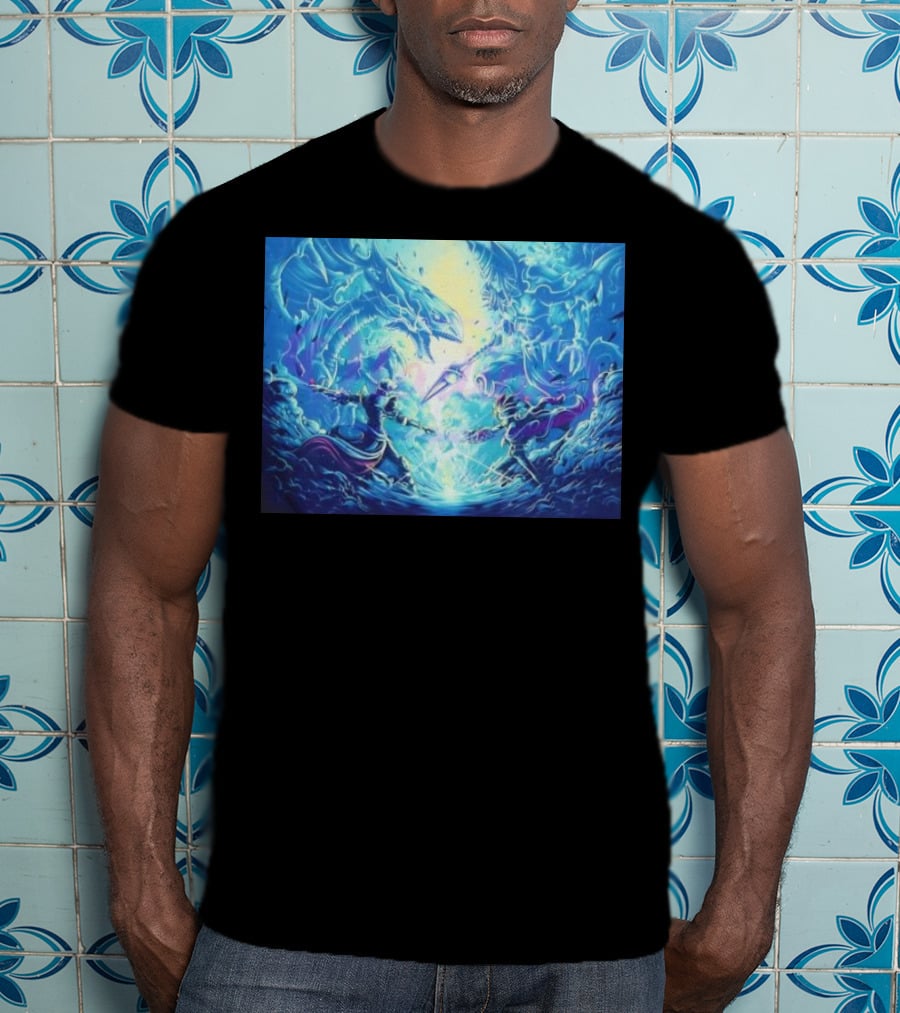 Yu Gi Oh Seto Kaiba Dueling Yugi Muto Blue-Eyes White Dragon And Dark Magician Showdown T-Shirt