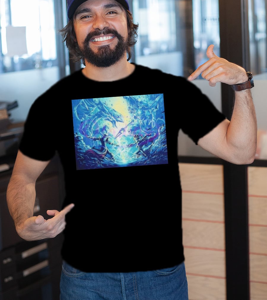 Yu Gi Oh Seto Kaiba Dueling Yugi Muto Blue-Eyes White Dragon And Dark Magician Showdown T-Shirt