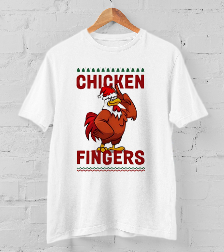 Chicken Fingers Santa Christmas Rooster Santa Hat T-Shirt