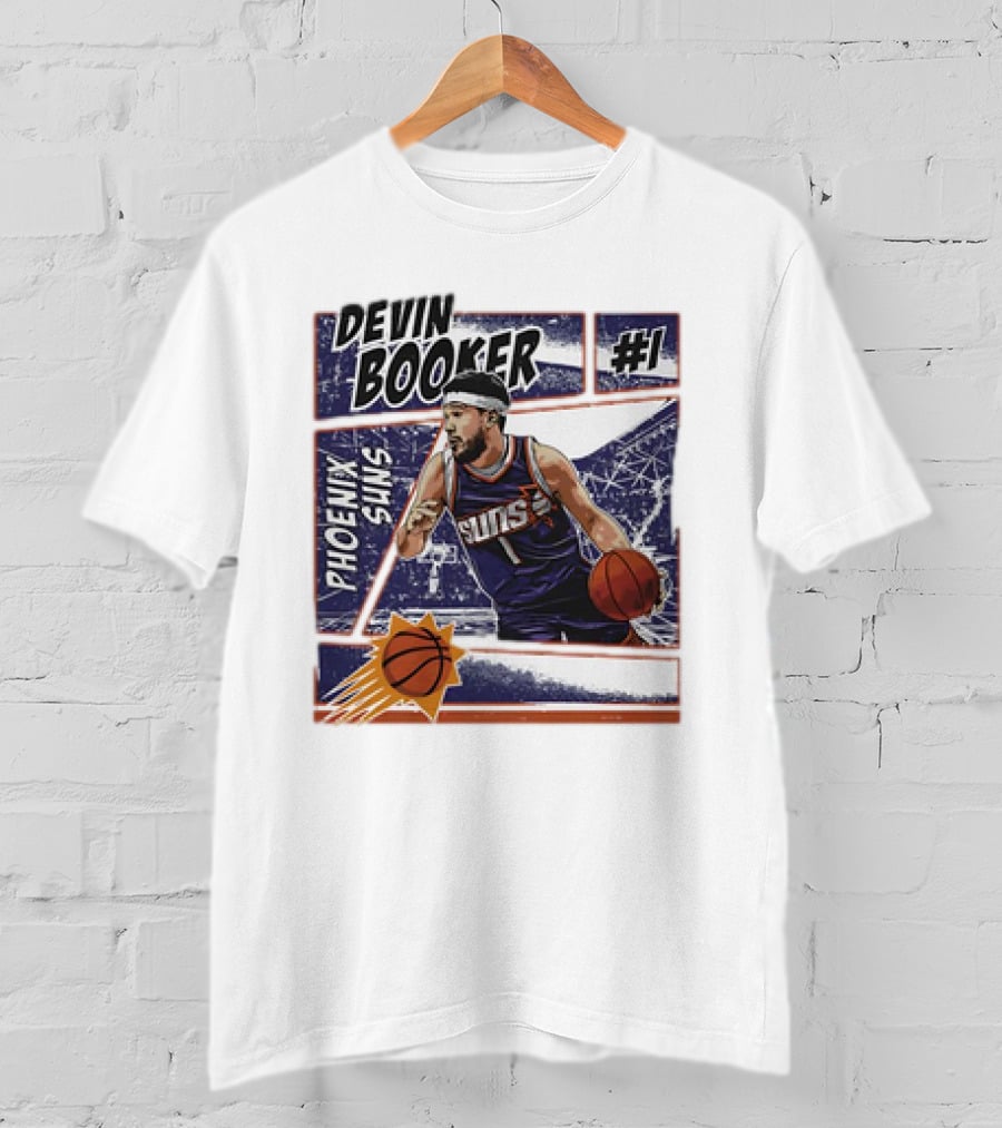 Devin Booker Phoenix Suns #1 Comic Vintage NBA Basketball T-Shirt
