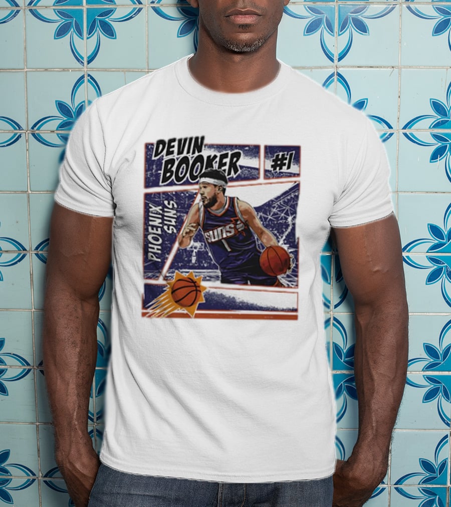Devin Booker Phoenix Suns #1 Comic Vintage NBA Basketball T-Shirt