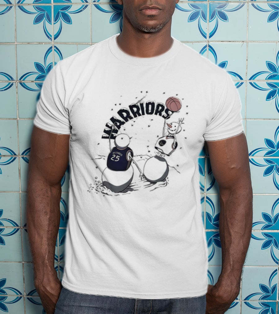 Golden State Warriors Snowman Basketball Holiday Warriors 25 T-Shirt