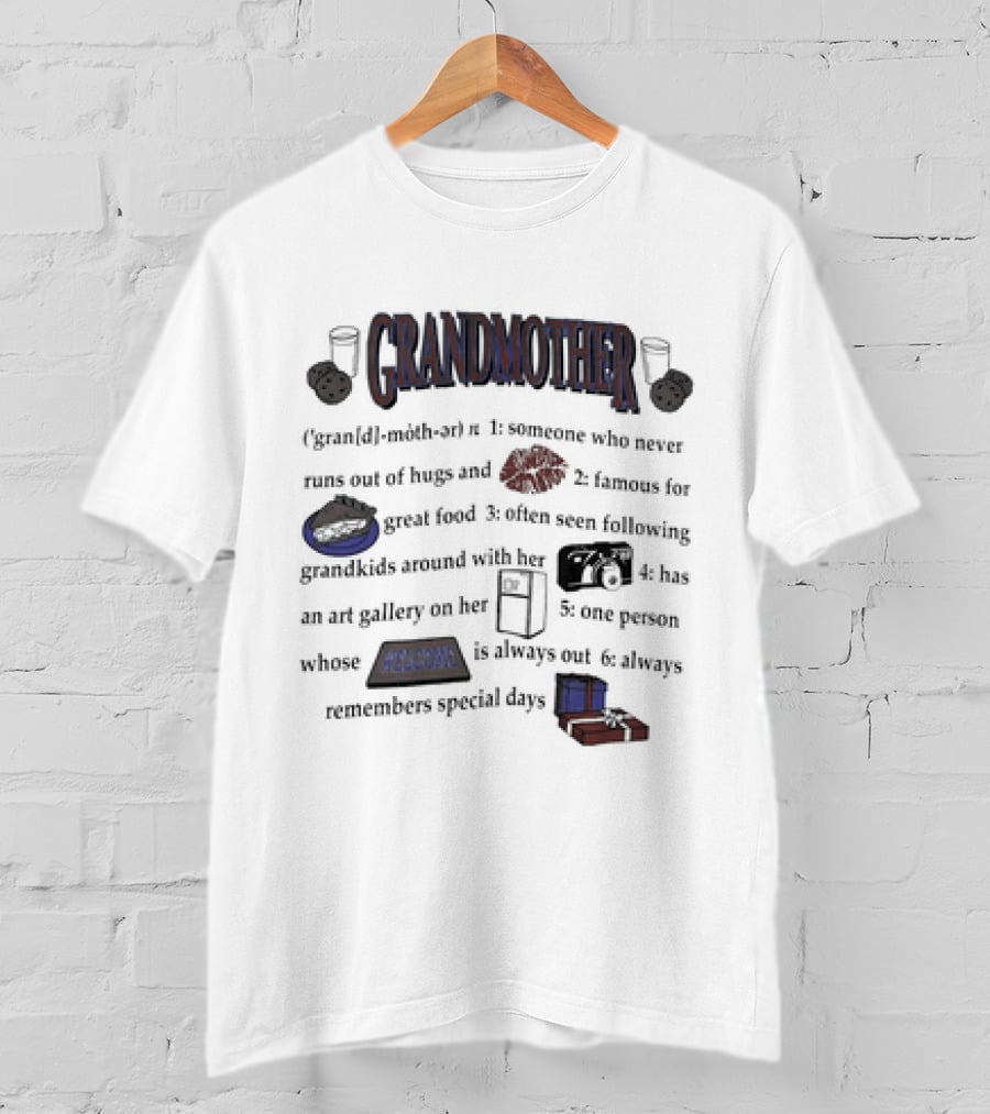 Grandmother Definition Vintage 1990’s Hugs Food Grandkids Art Family Special Days T-Shirt