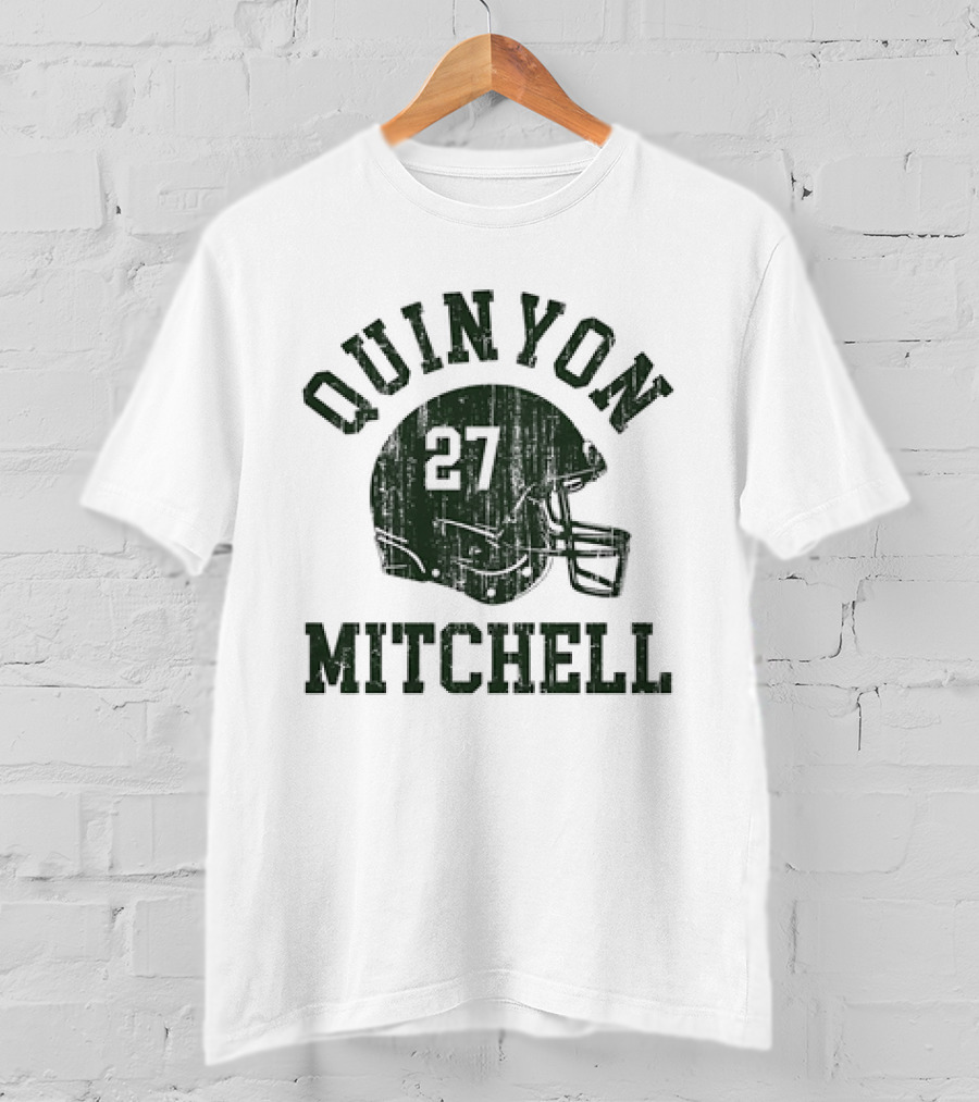 Quinyon Mitchell 27 Philadelphia Eagles NFL Football Helmet Font Vintage T-Shirt