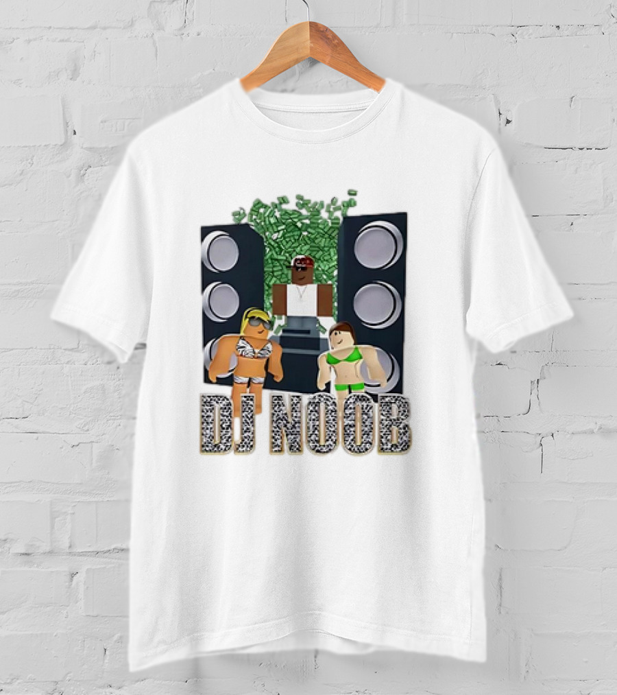 Roblox Video Game DJ Noob Party With Speakers And Characters T-Shirt
