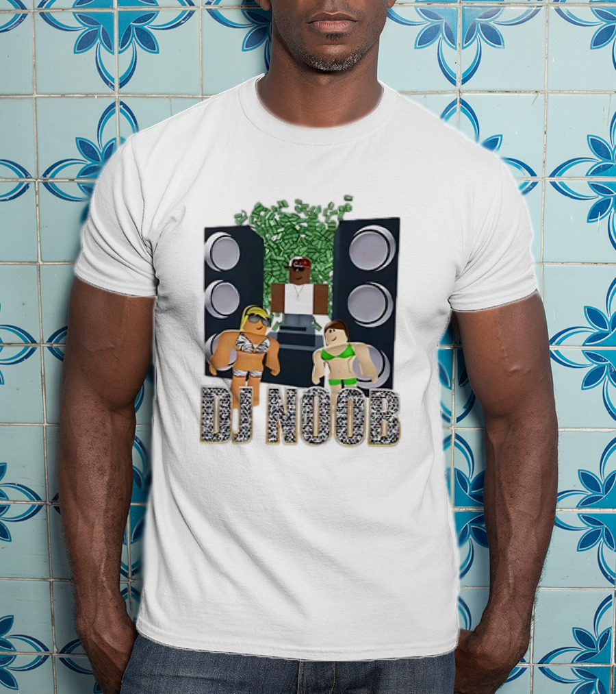 Roblox Video Game DJ Noob Party With Speakers And Characters T-Shirt