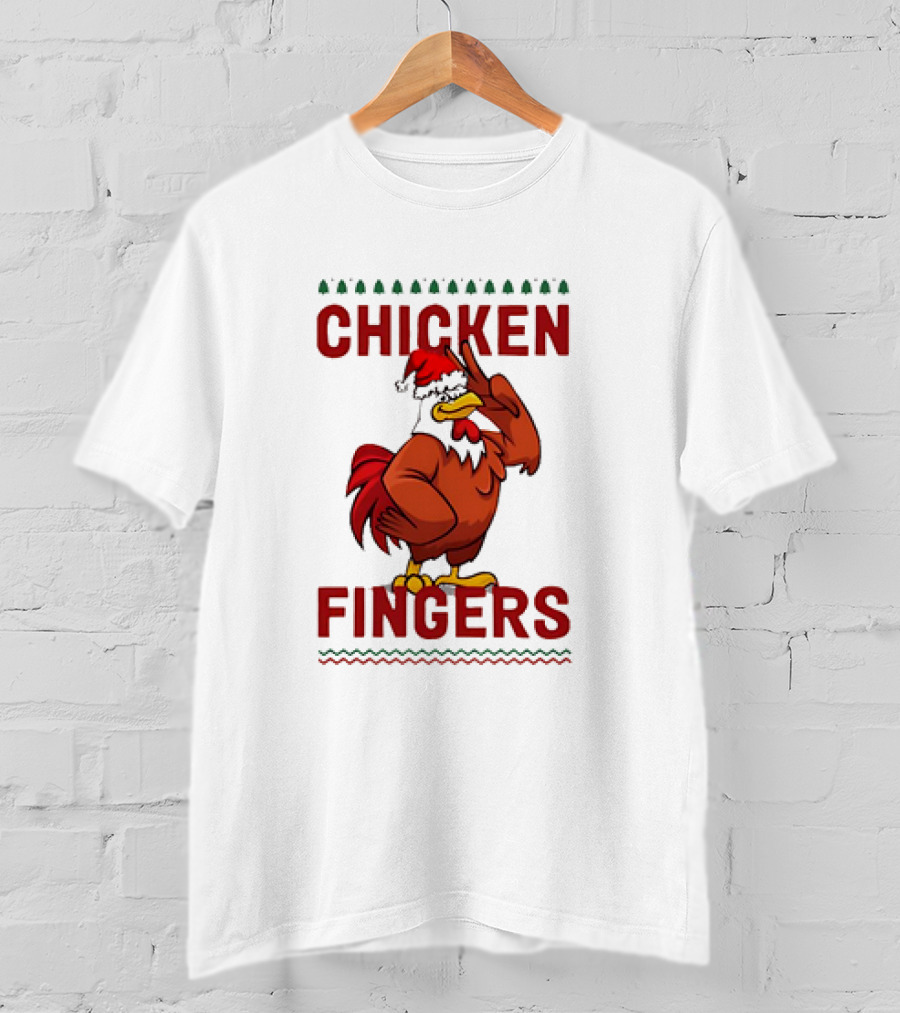 Chicken Santa Fingers Peace Sign T-Shirt