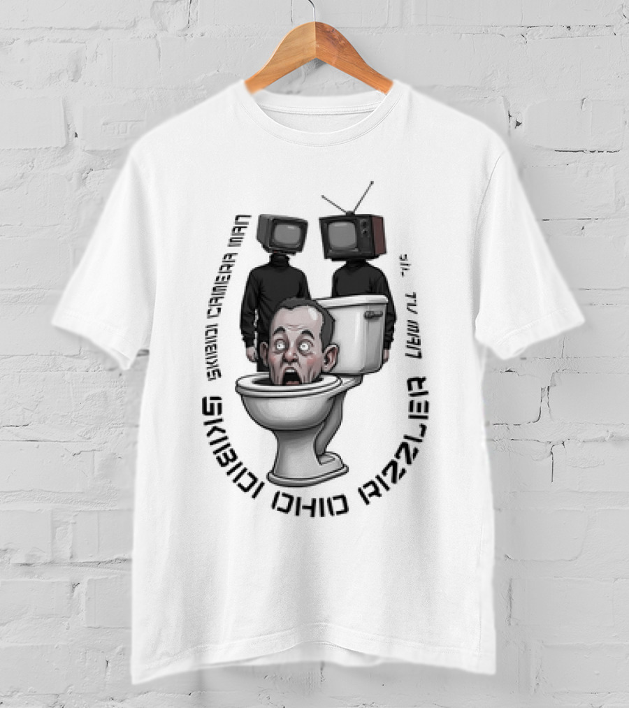 Skibidi Ohio Rizzler Skibidi Cameraman TV Head Toilet Man T-Shirt