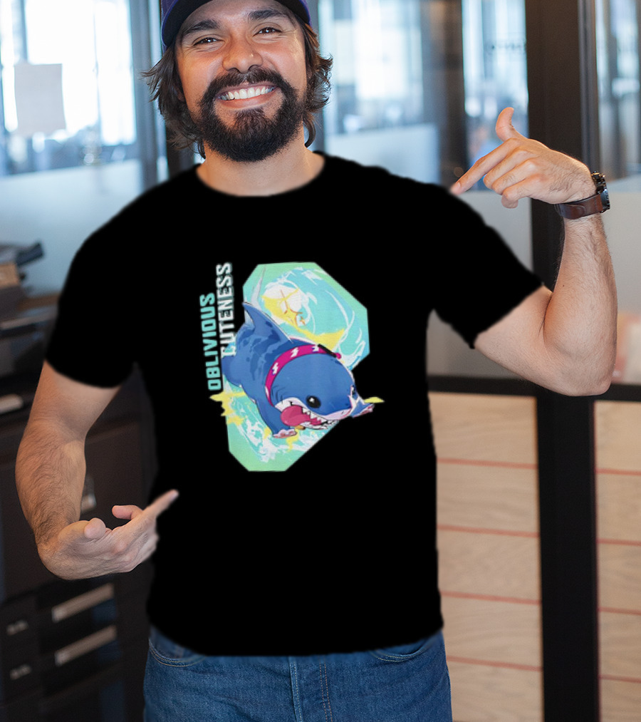 Oblivious Cuteness Shark Water Splash Adventure T-Shirt
