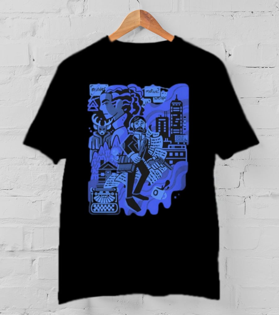 Alan Wake Herald Of Darkness Mystery Writers Typewriter Cityscape T-Shirt