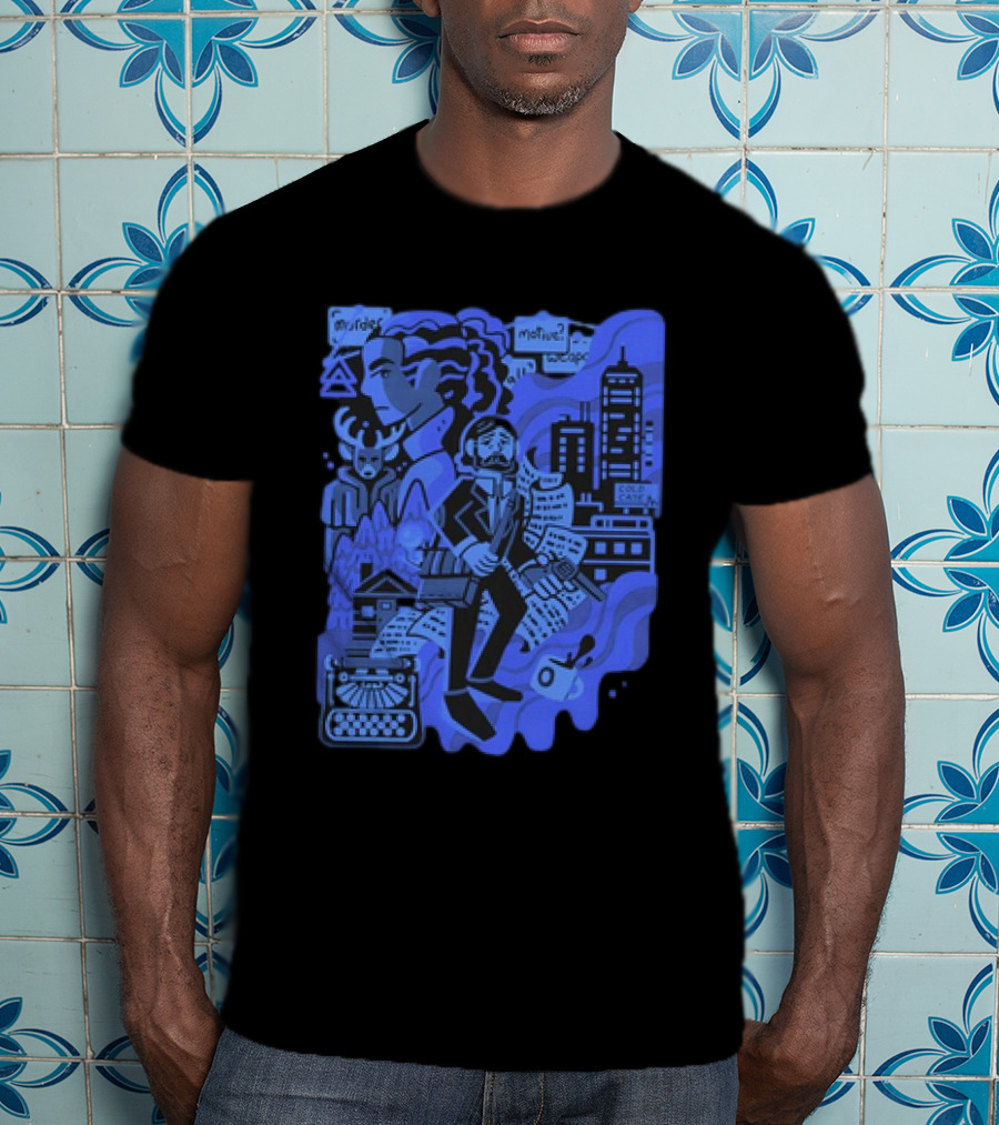 Alan Wake Herald Of Darkness Mystery Writers Typewriter Cityscape T-Shirt