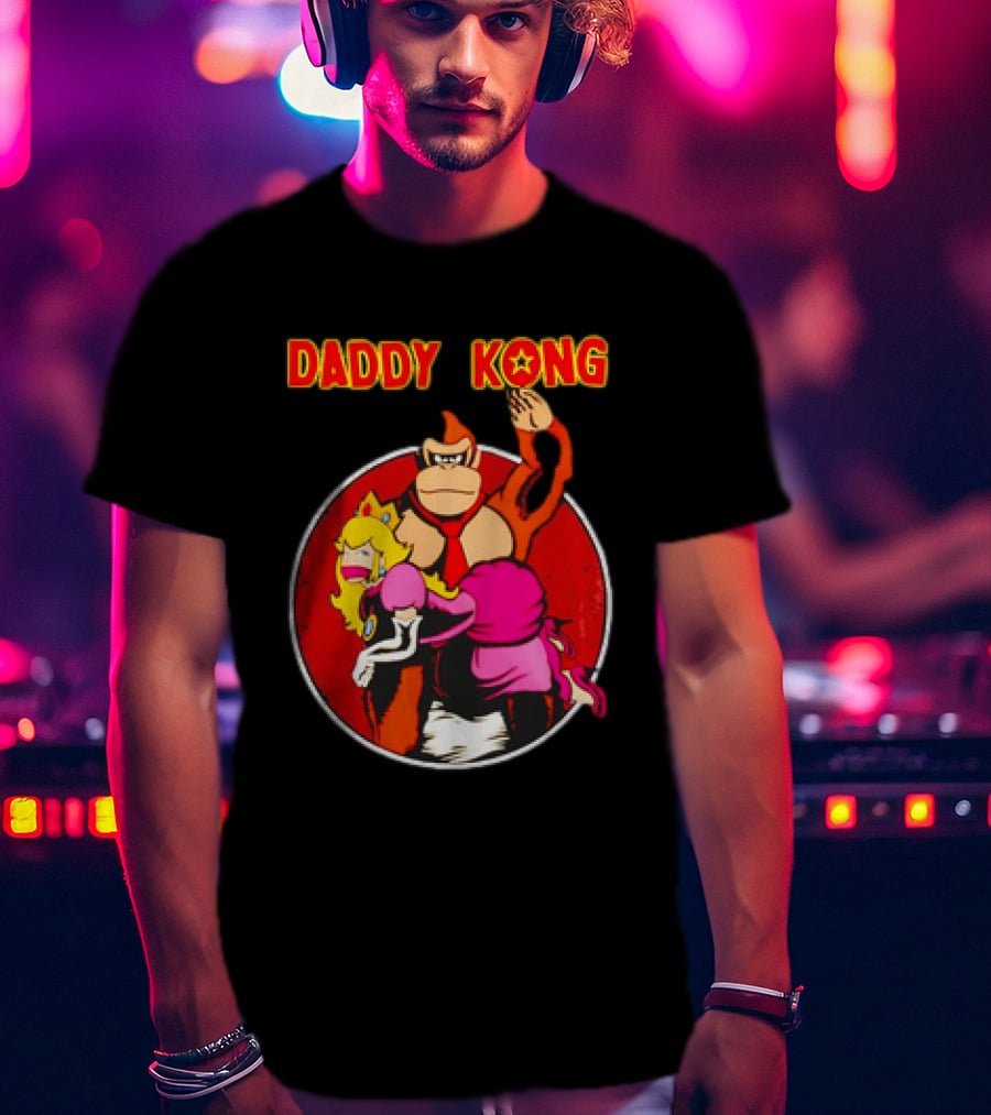 Daddy Kong Funny Retro Gaming Humor With Princess Character Playful T-Shirt