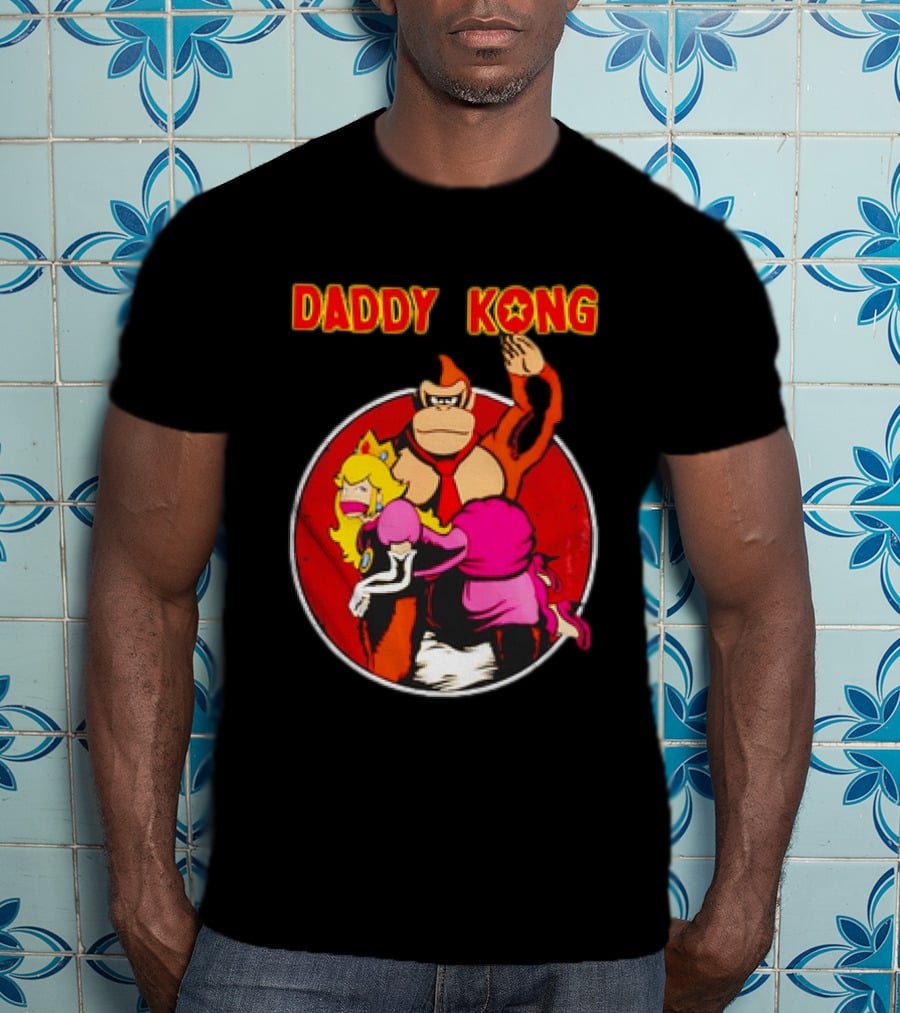 Daddy Kong Funny Retro Gaming Humor With Princess Character Playful T-Shirt