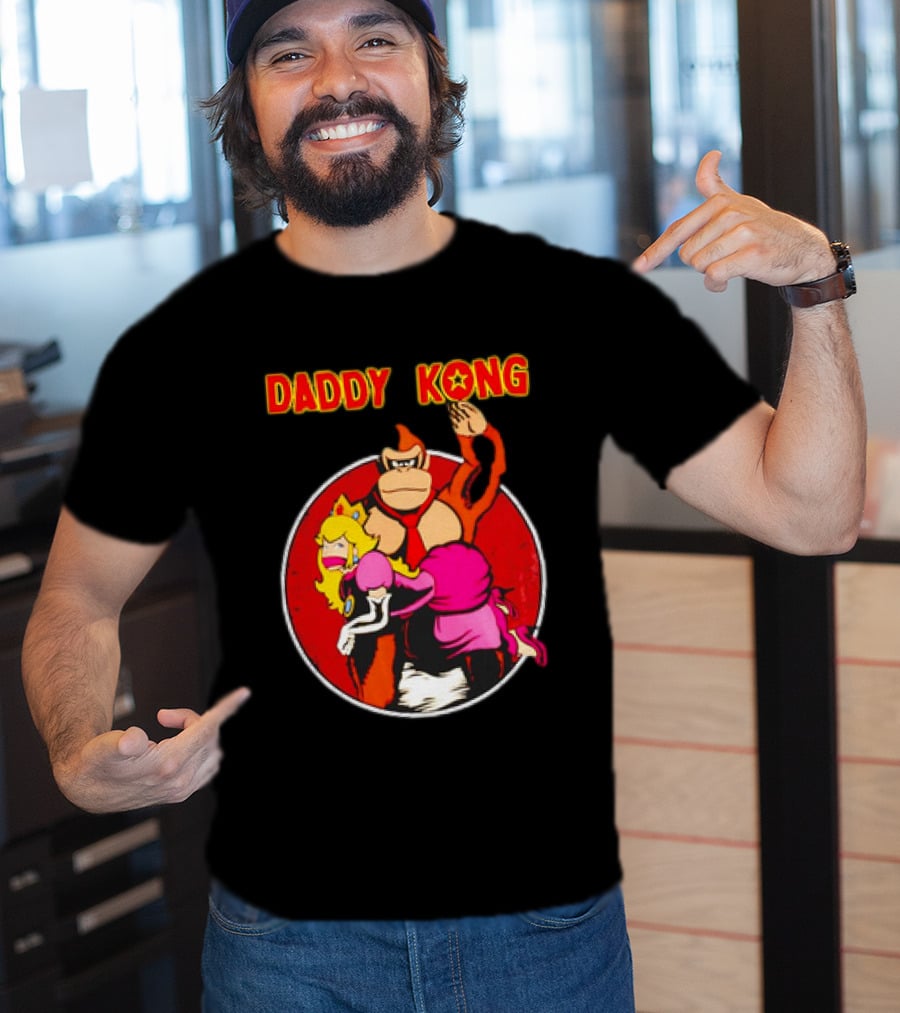 Daddy Kong Funny Retro Gaming Humor With Princess Character Playful T-Shirt