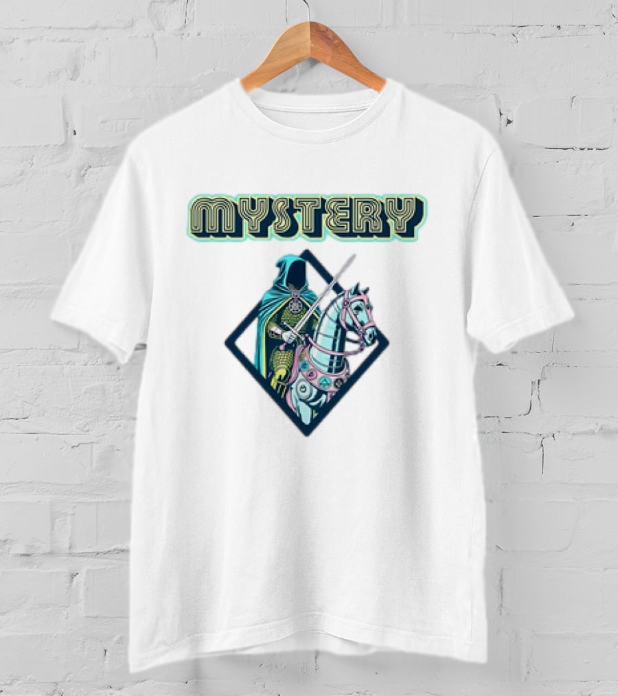 Mystery Knight On Horse In Geometric Frame T-Shirt