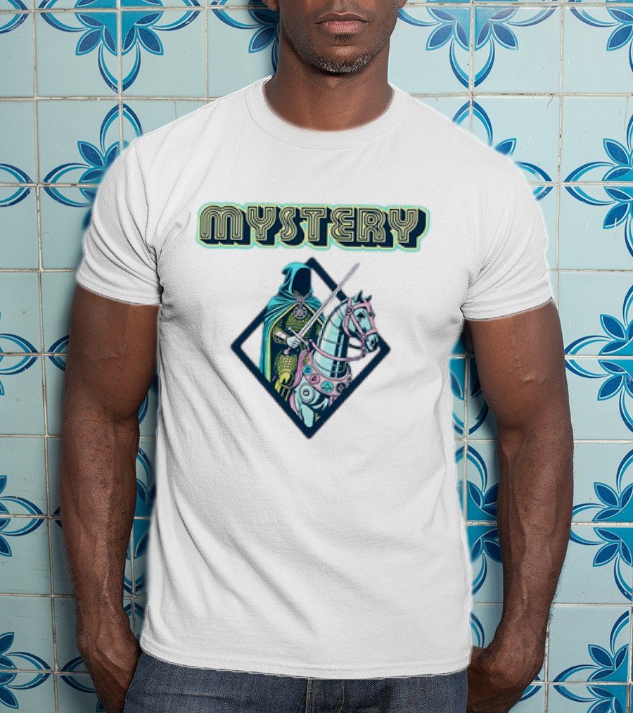Mystery Knight On Horse In Geometric Frame T-Shirt