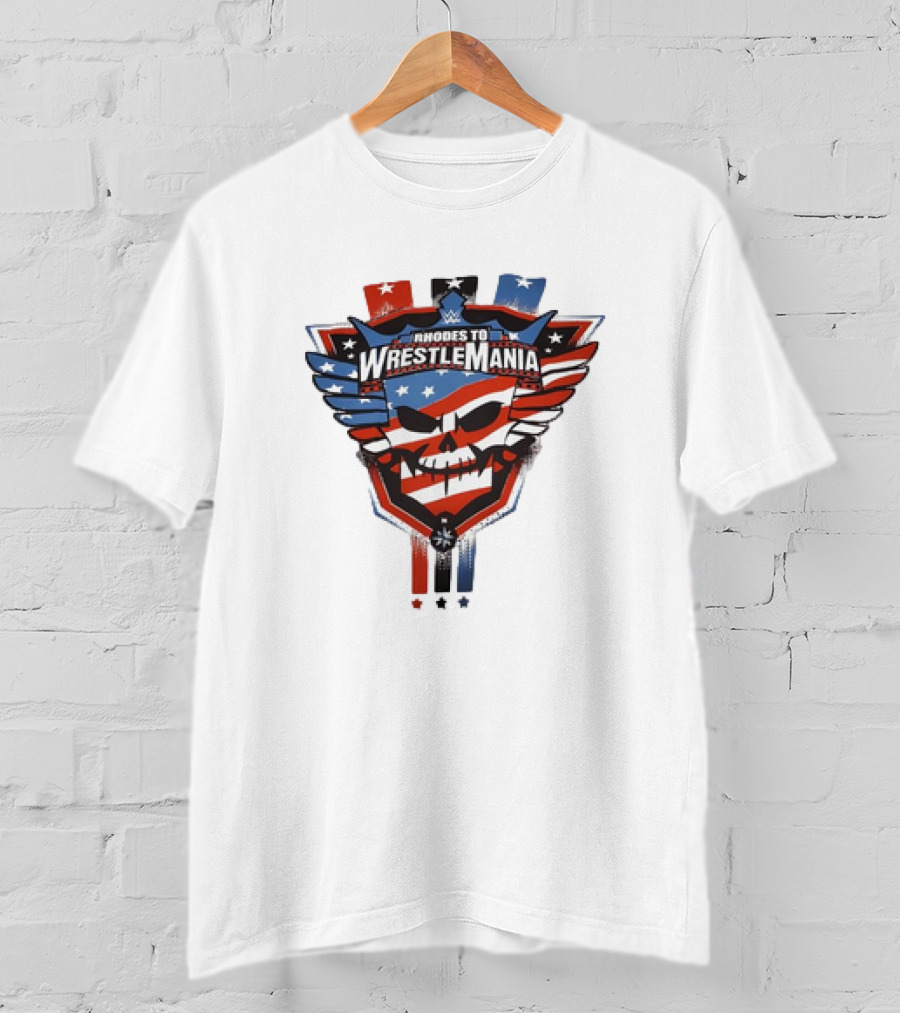 Rhodes To Wrestlemania Skull Wings Stars Stripes T-Shirt